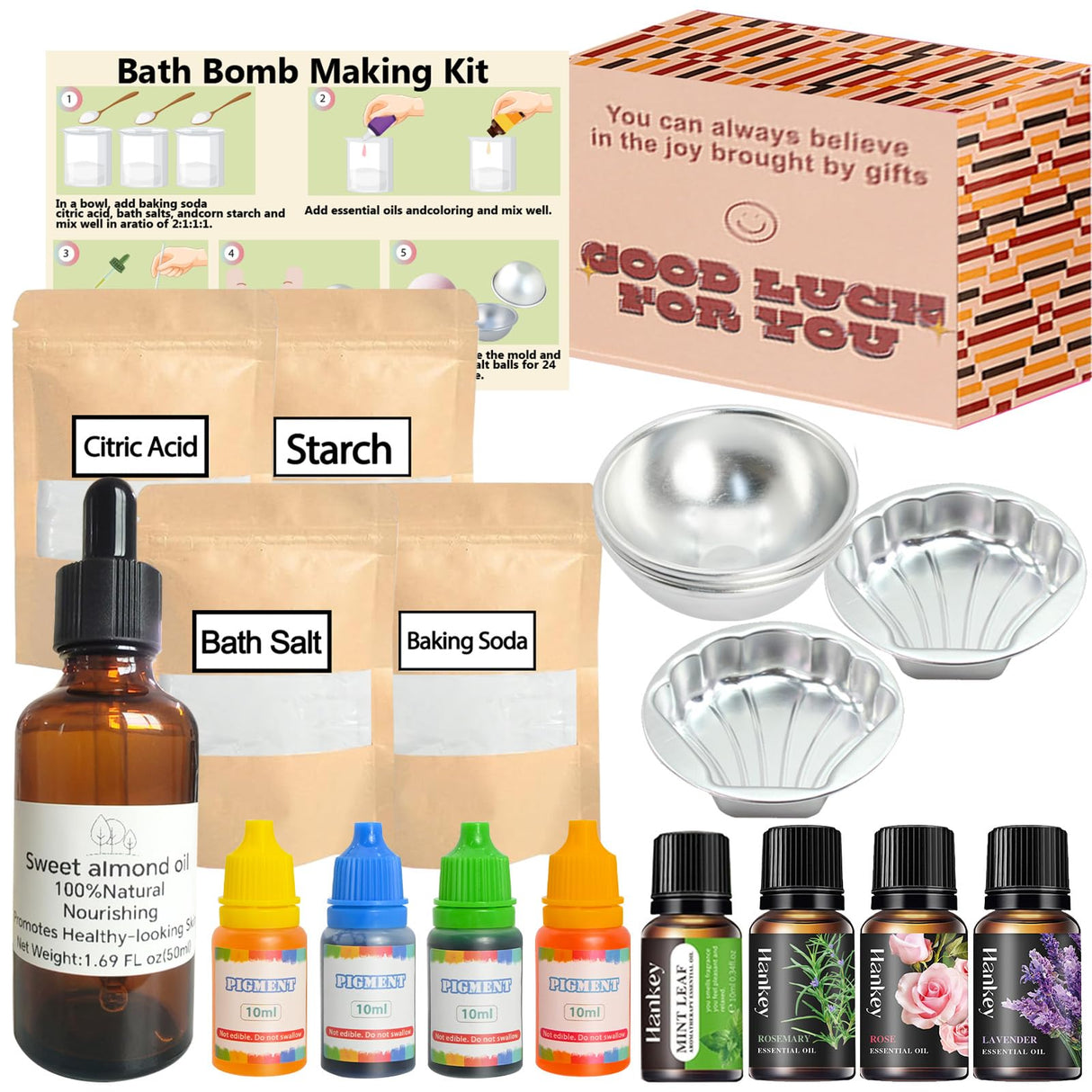 Worhepp Bath Bomb Making Kit- Make Your Own Spa Set, Shower Craft Kits with Bath Bomb Molds, Soap Making Kits, Beginner Bath Bomb Kit DIY Bath Bombs Kit for Making Supplies Gifts for Girls Women Worhepp