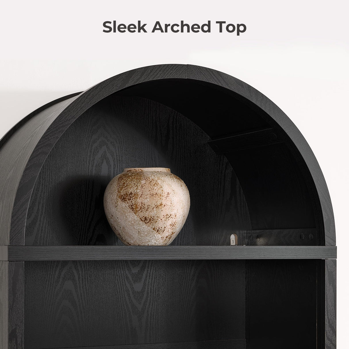 SICOTAS Book Shelf Arched Cabinet Bookshelf Arch 84.2" Tall Bookcase 5 Tier Large Bookshelves with Doors Storage Rattan Boho Wide Book Shelves Case for Living Room Kitchen Office Bedroom Library SICOTAS