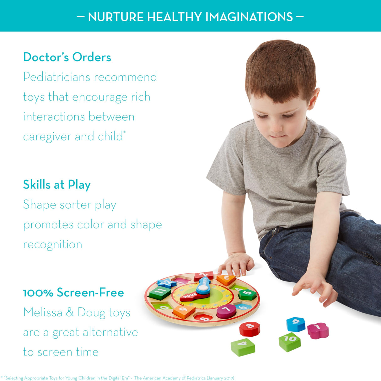 Melissa & Doug Shape Sorting Clock - Wooden Educational Toy Melissa & Doug