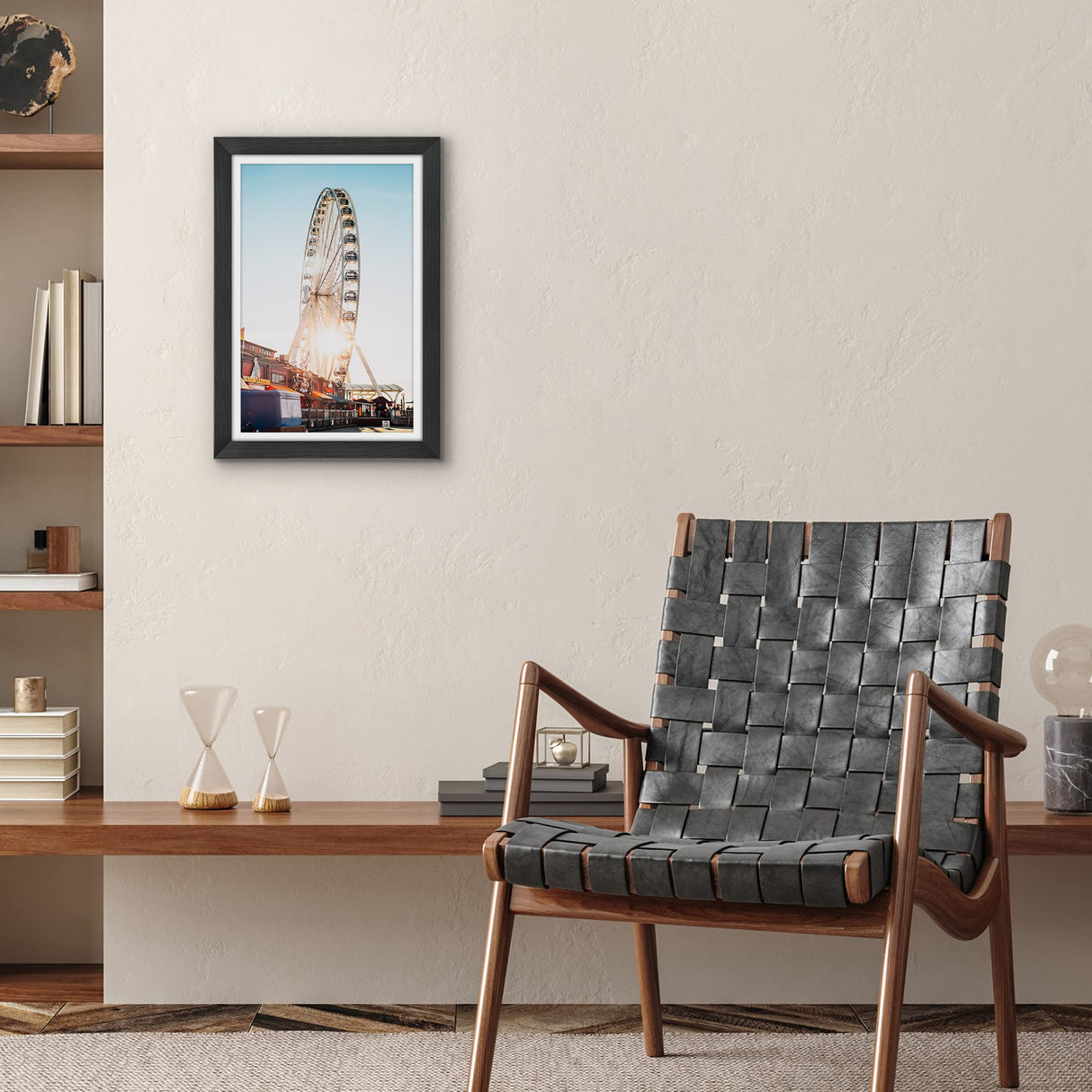 Americanflat 12x18 Poster Frame with Shatter-Resistant Glass - Use as 11x17 Frame with Mat or 12x18 Frame Without Mat - Hudson Collection - Wide Photo Frame for Wall display - Black Americanflat