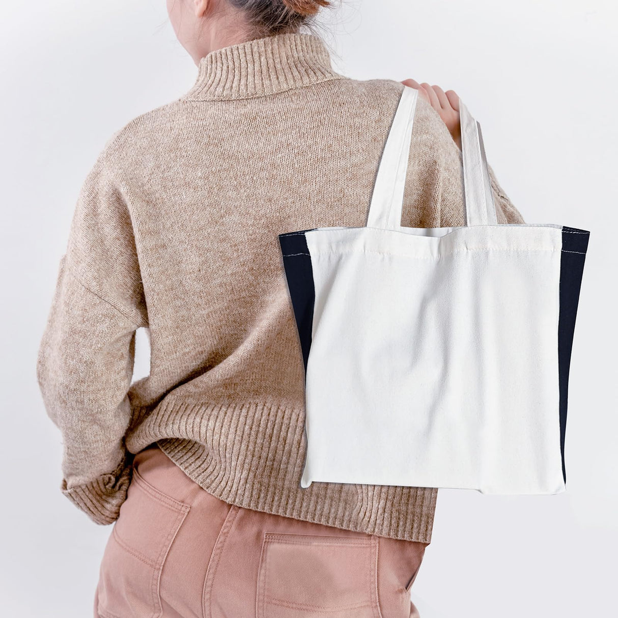 OKBA Sublimation Tote Bags, blank polyester shopping canvas tote bags side black for DIY Crafting and Decorating (5) OKBA