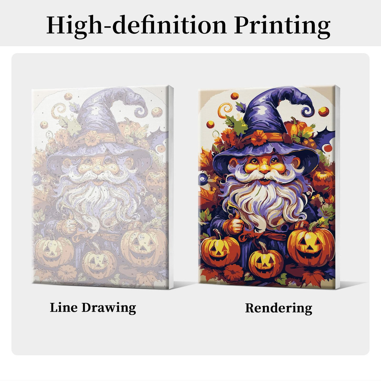 HeeBenor Halloween Paint by Numbers Kit for Adults with Frame, Pumpkin Gnome Paint by Number with Easel, DIY Halloween Gnome Adult Paint by Number Kits on Canvas Framed 8x12 Inch for Home Wall Decor HeeBenor