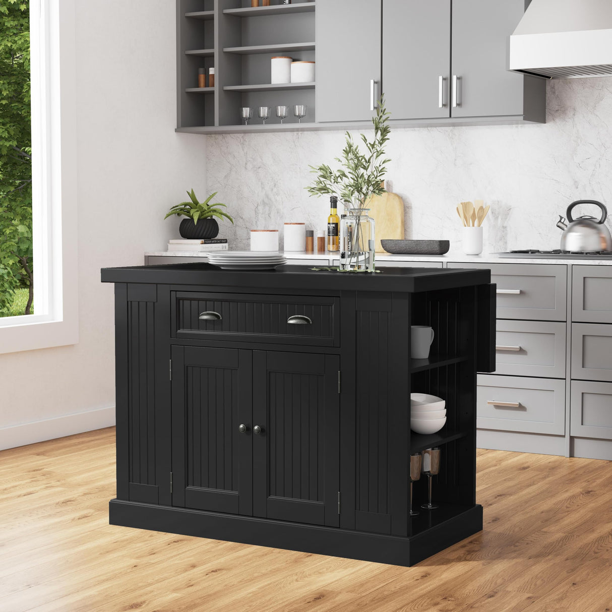 Nantucket Distressed Black Kitchen Island by Home Styles homestyles