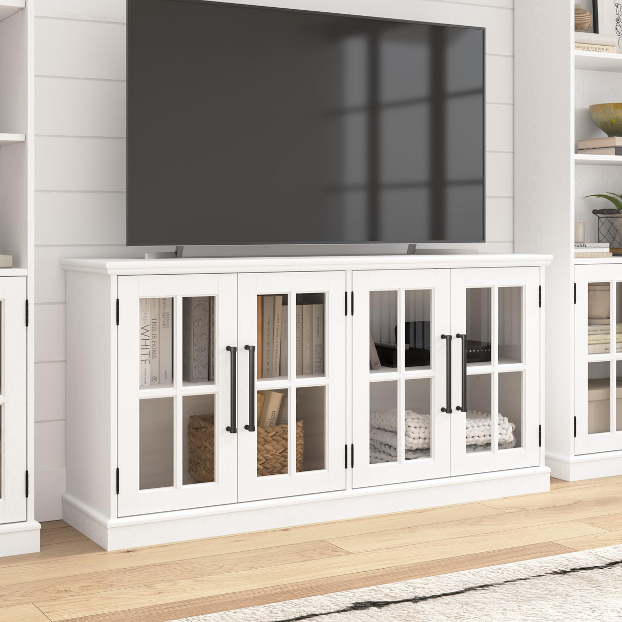 Bush Furniture Westbrook 60W TV Stand for 75 Inch TV in White Ash | Living Room Entertainment Center with Storage Bush Business Furniture