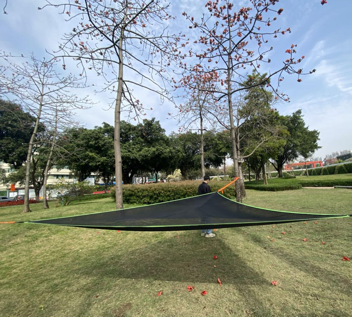 LUKETURE Triangle Camping Hammock, 13ft Multi Person Hammocks Max 1100 lbs for Outdoor Relaxing, Extra Large Hammock w/Ratchet/Webbing Straps (13ft-Triangle Camping Hammock) LUKETURE