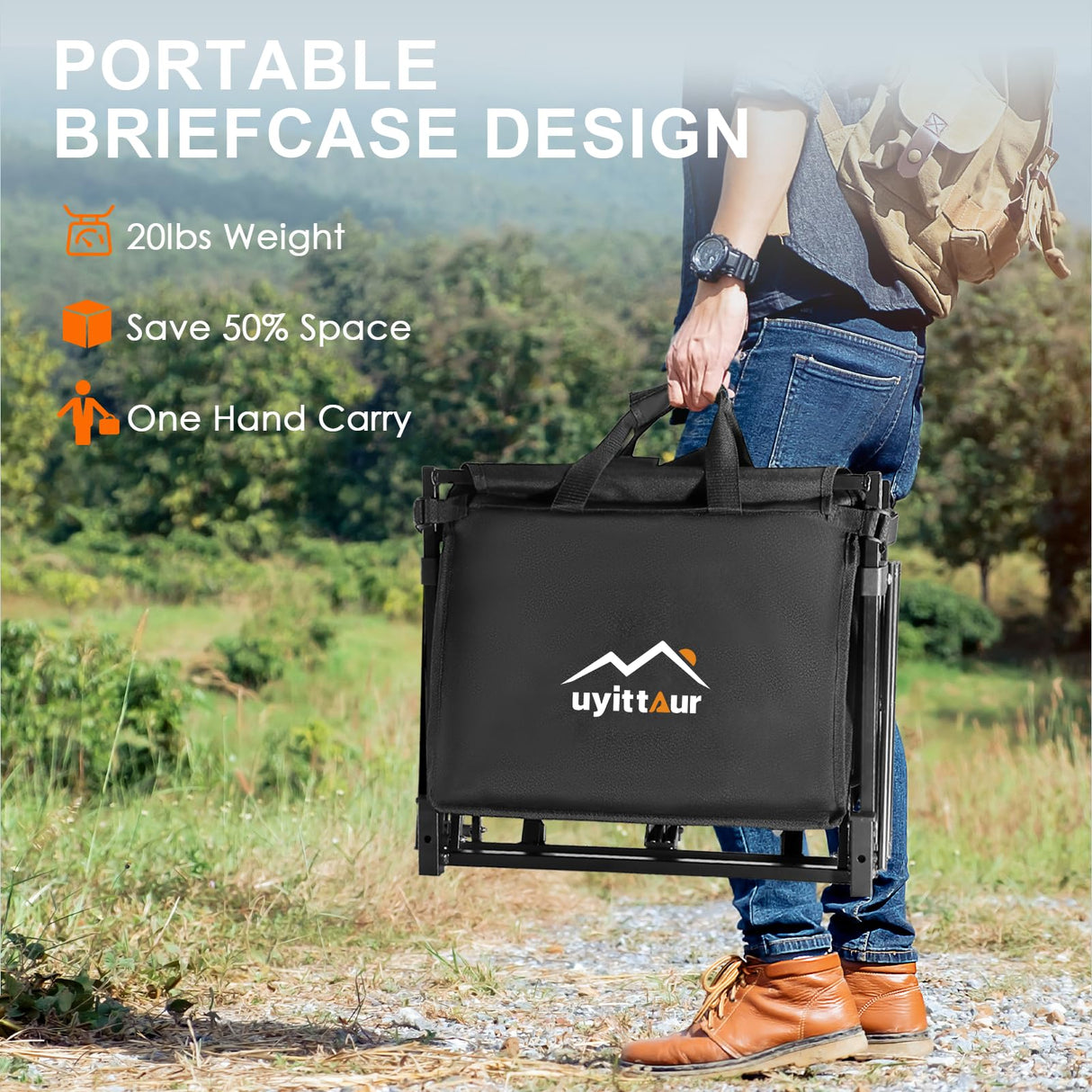 Uyittour Collapsible Wagon Cart Heavy Duty Foldable, Portable Folding Wagon with Ultra-Compact Design, Utility Grocery Wagon for Camping Sports Shopping, Black Uyittour