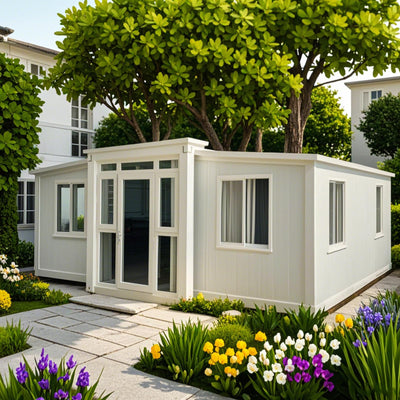 Luxury Prefab Tiny Home for Sale, Modular Tiny House 20ft Waterproof Prefabricated Foldable Container House with 2 Bedroom Portable Prefab Cabin Mobile Home for Family Living