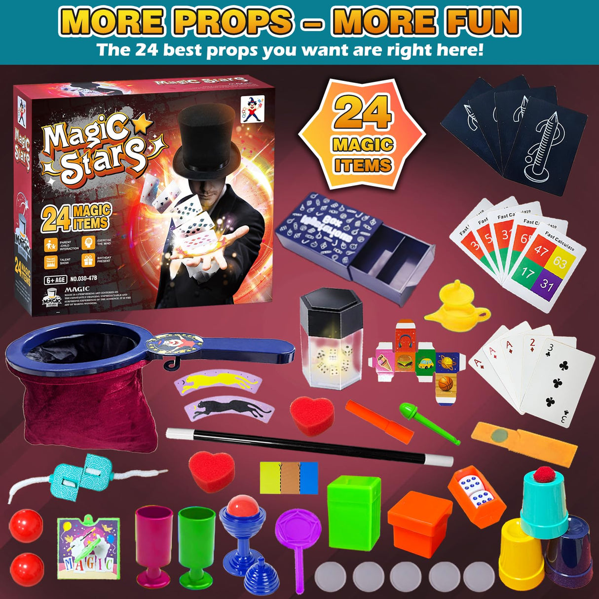 VIANBYE Magic Tricks for Kids, Magic Kit with Video Instructions for Easy Learning, 24-in-1 Magician Starter Set, Christmas Halloween Birthday Gifts Toys for Ages 6 8 10 12 Years Old Boys Girls VIANBYE