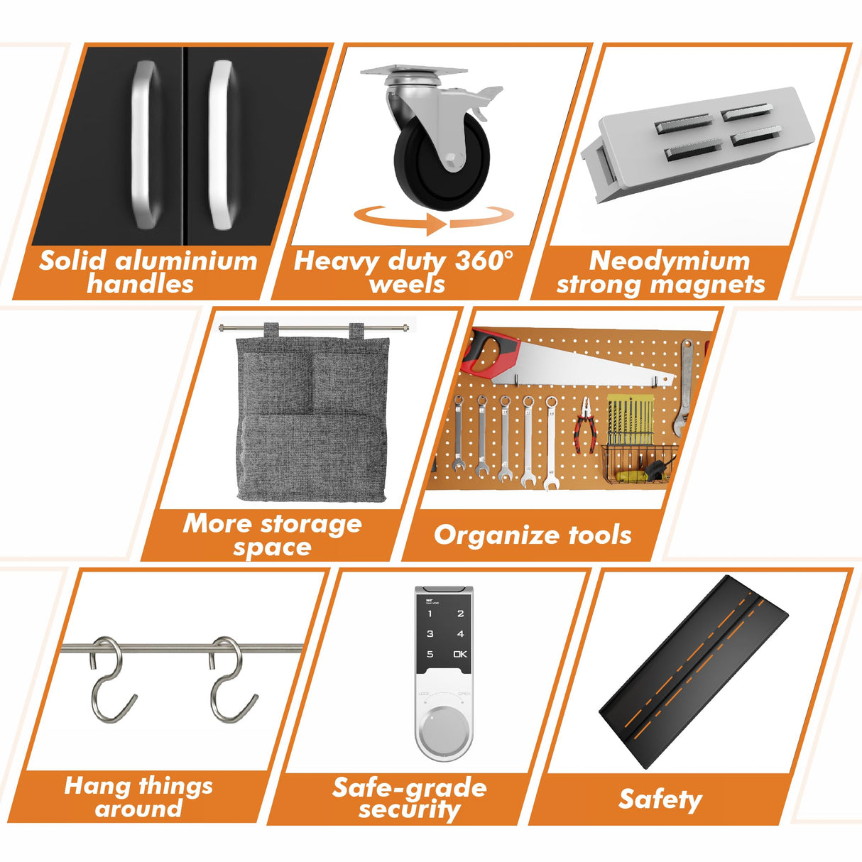 METALTIGER Metal Storage Cabinet with Wheels & Lock, Rolling Garage Storage Locker with Locking Doors, Tool Cabinet on Wheels (72" Large Rolling Digital, Black) METALTIGER