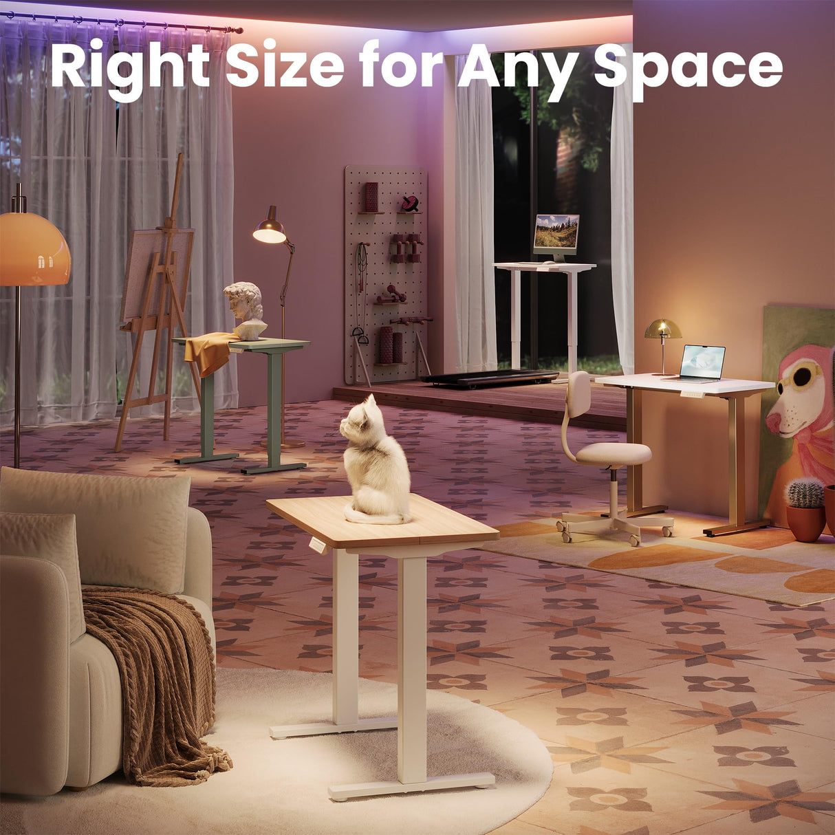 HUANUO 32" Small Electric Standing Desk Adjustable Height, 4 Memory Height Settings, Sit Stand Up Desk for Home Office & Computer Workstation, LightWalnut HUANUO