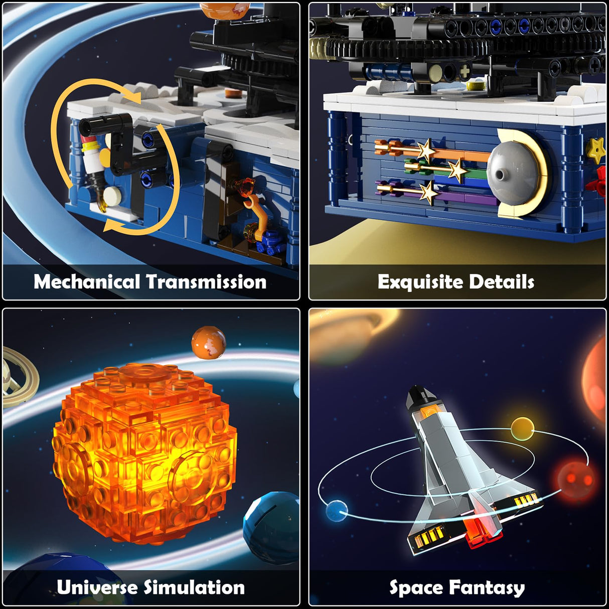 Solar System Building Sets with Light - Rotatable Space Exploration Building Toys with 9 Planets & Rocket Sets Science Astronomy Educational Gifts for Boys Girls Age 6+ Years Old Kids(775 PCS) CUBIMANA