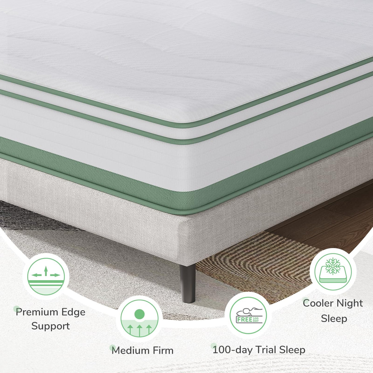Novilla Hybrid Full Mattress, 10-Inch 5-Zone Gel Memory Foam Mattress for Motion Isolation & Support - Mid-Firm, In a Box Novilla