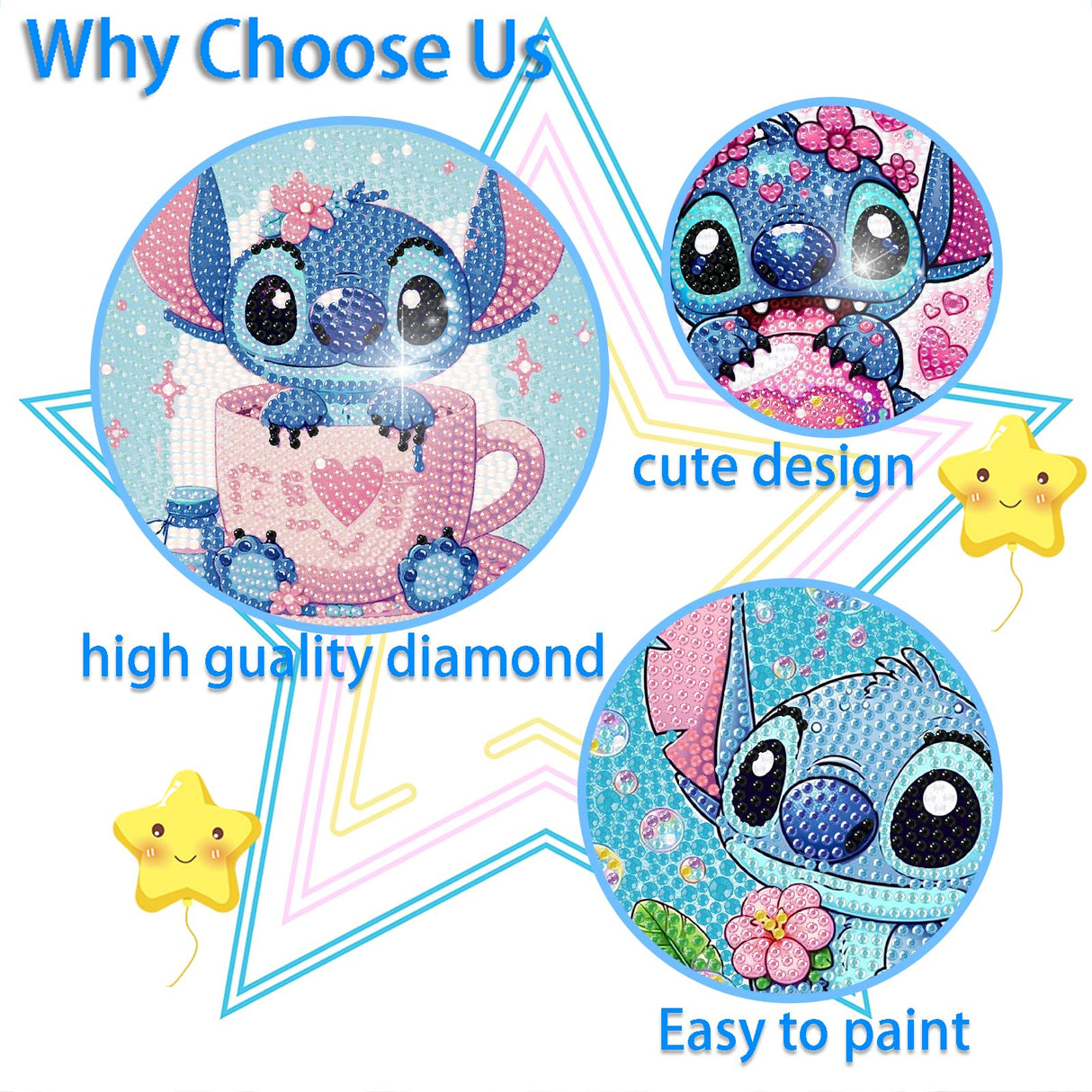 nekpiahu 6 Pack 5D Diamond Art Painting Kits for Kids Beginners, Full Drill Cute Cartoon Diamond Art Kits, DIY Big Gem Art for Children Ages 6-7-8-9-12, Home Wall Decor 6x6 Inch nekpiahu
