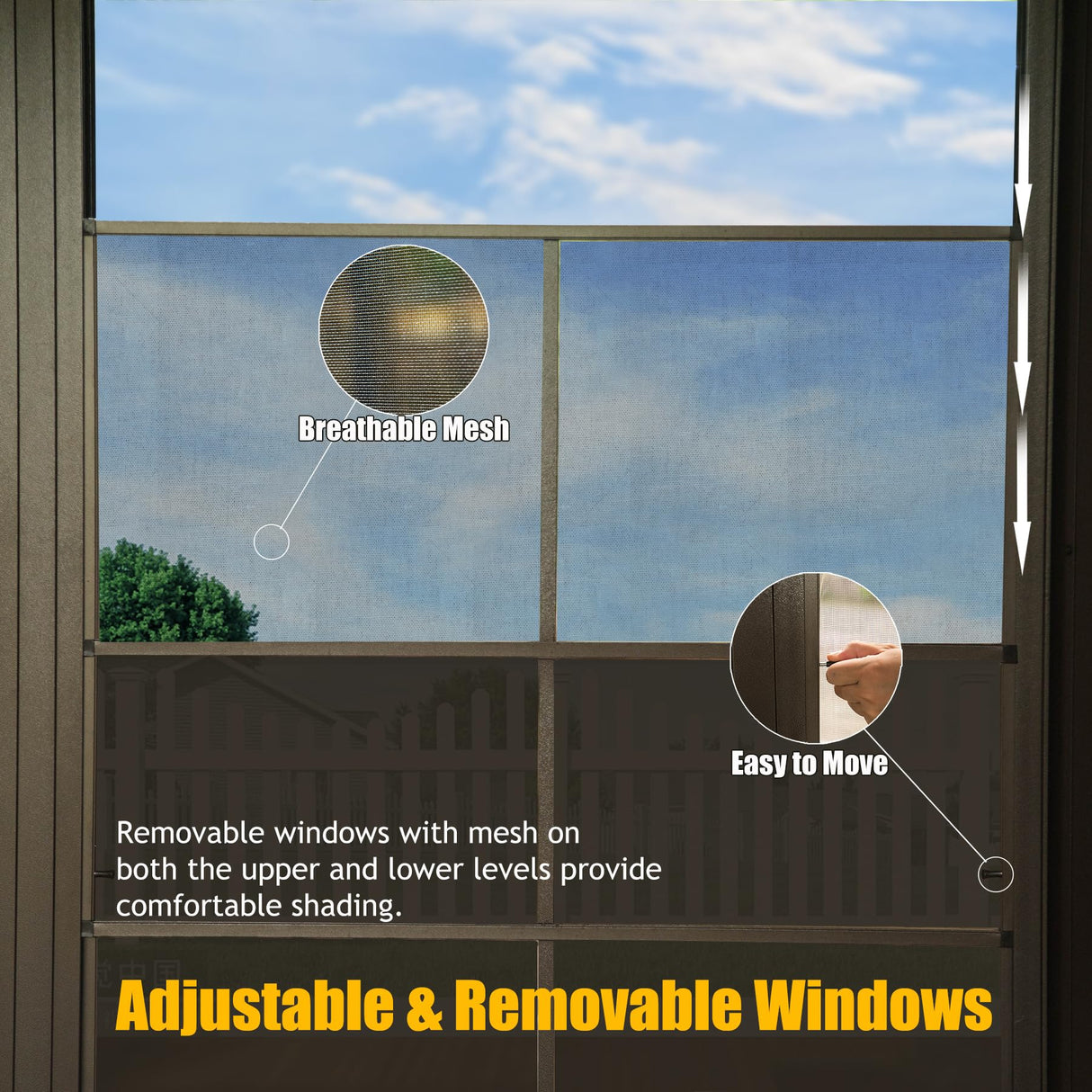 Domi 10x12FT Sunroom Gazebo,Solarium Aluminum Wall Mounted Gazebo with Galvanized Steel Sloping Roof,Lockable PC Screen House,with Front Door&Side Sliding Door,Lean to Gazebo for Patio Deck Lawn domi outdoor living