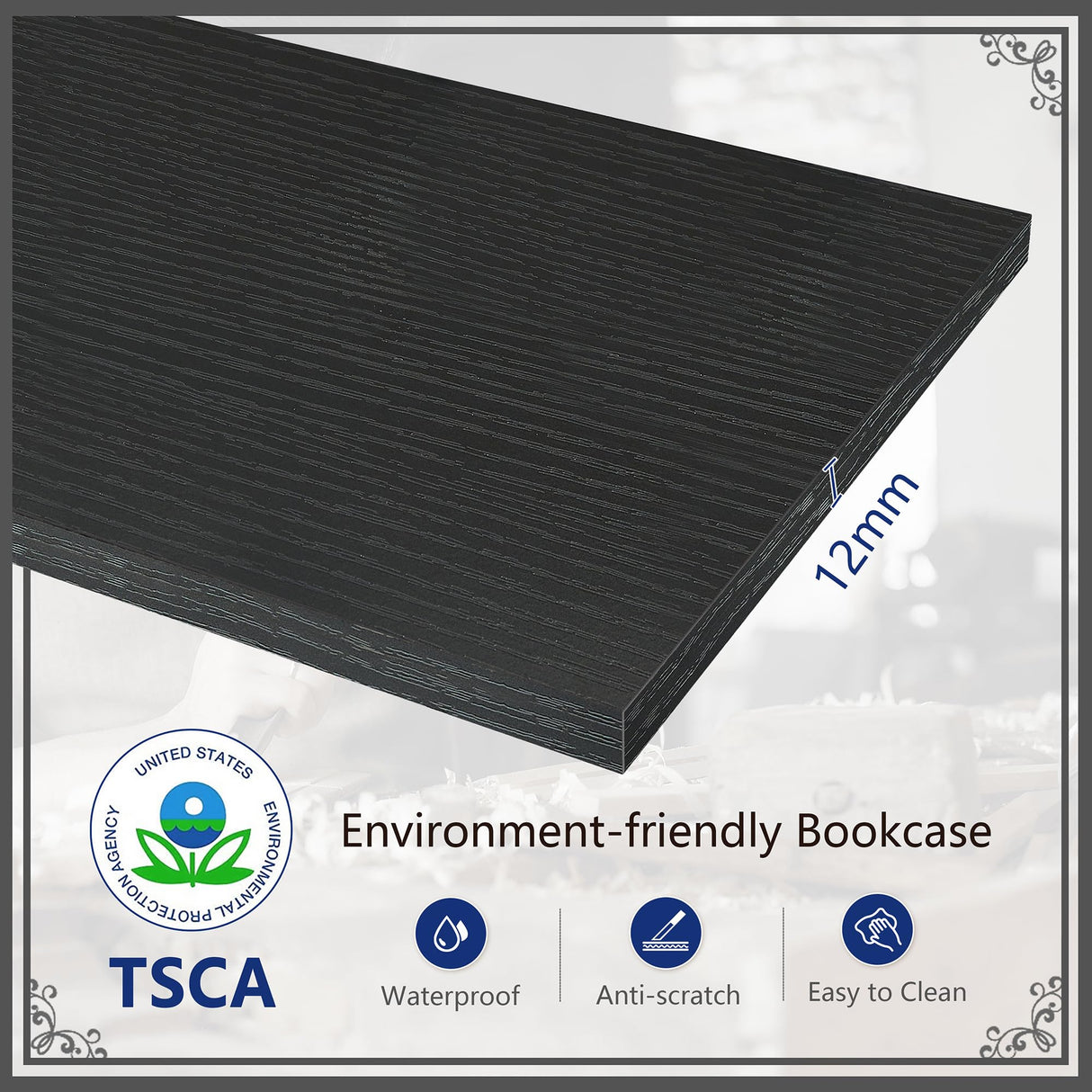 Tajsoon Tree Bookshelf 3 Tier Book Storage Organizer Shelves, Desktop Bookshelf Floor Standing Bookcase Display for CDs/Magazine/Books, Small Bookshelf for Bedroom, Living Room&Office, Black Tajsoon