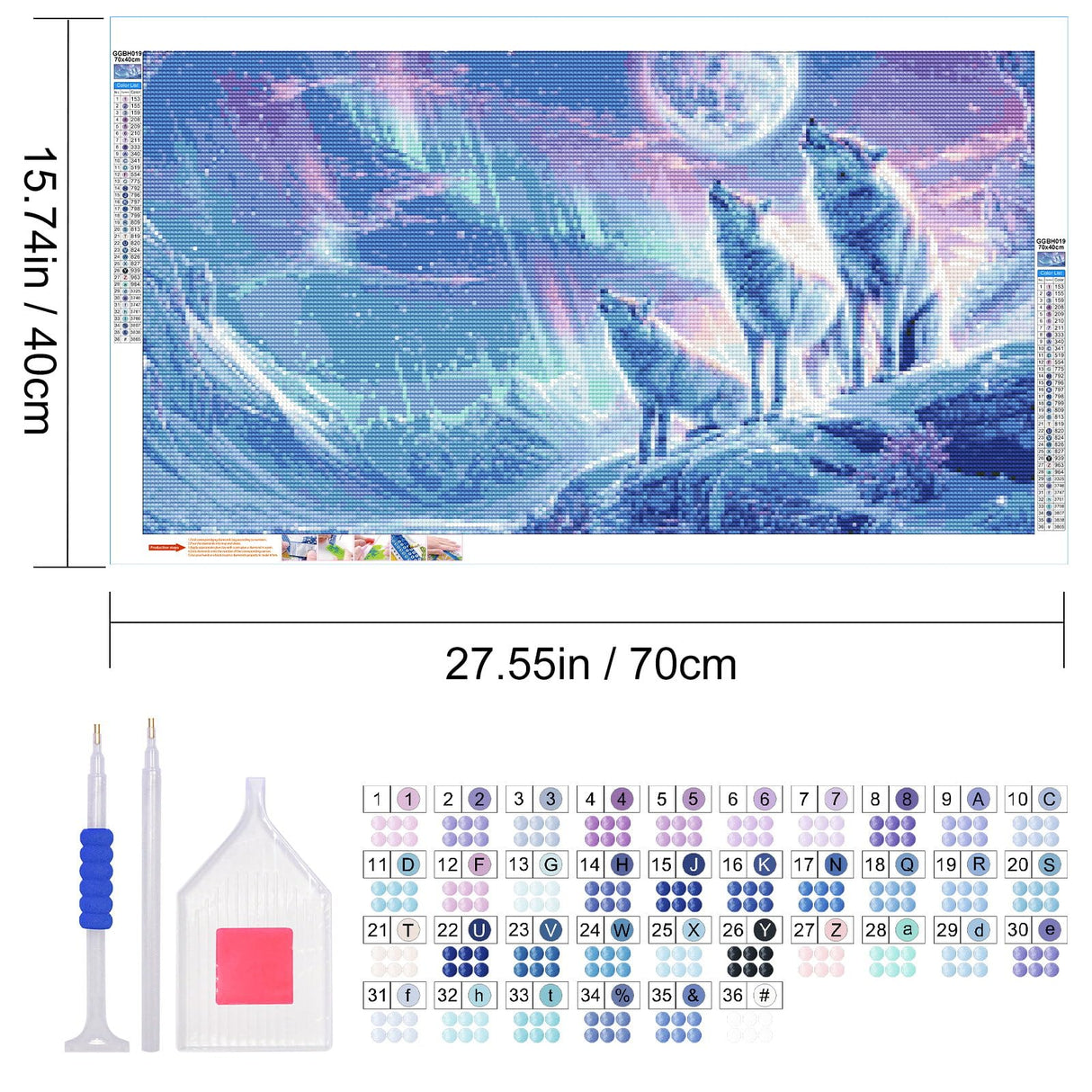 JOOZ Large Diamond Painting Kits for Adults DIY 5D Wolf Diamond Art Kits for Adults Full Drill Aurora Diamond Art Kits Moon Gem Painting Kits for Gift Home Wall Decor 27.5x15.7 Inch JOOZ
