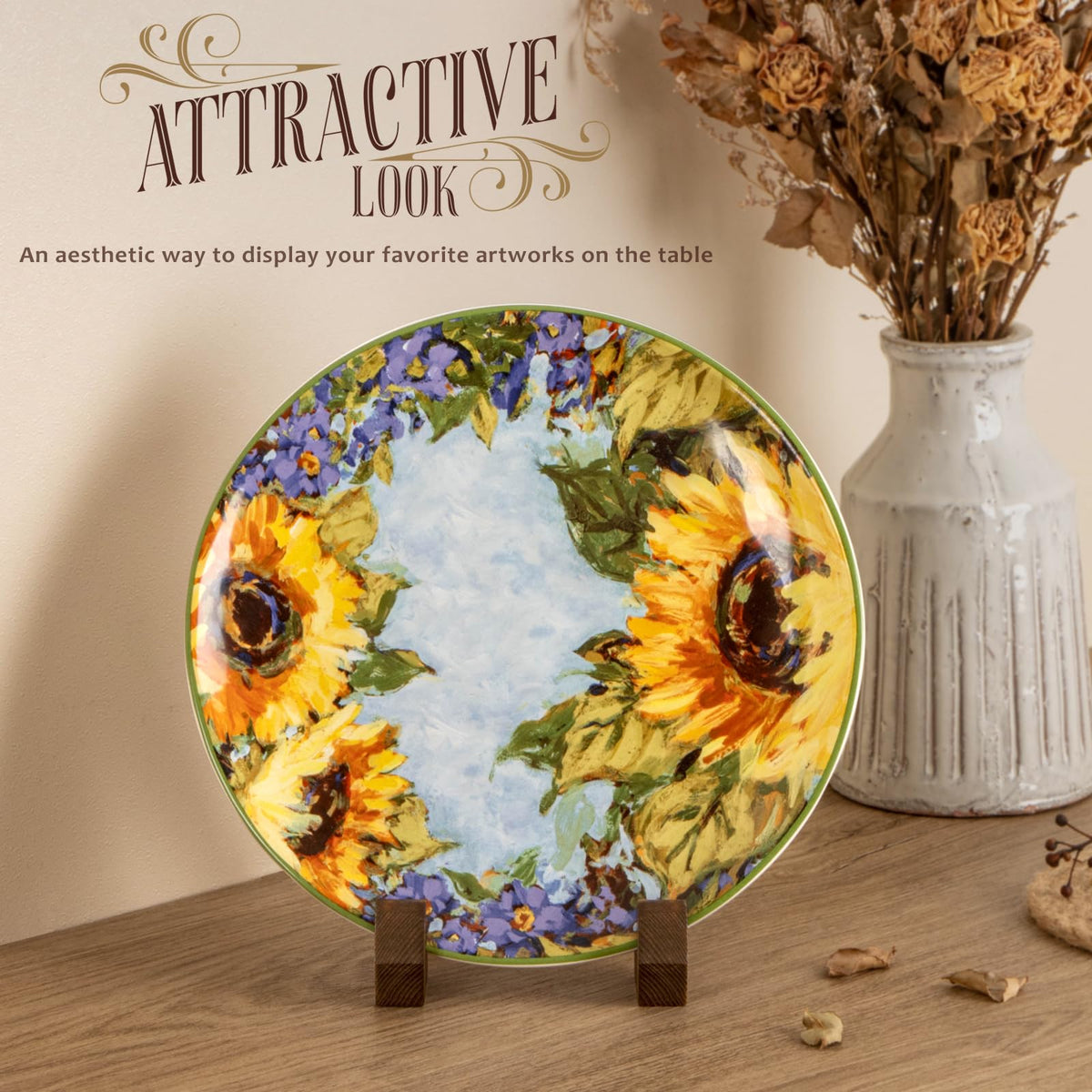 ANBOXIT Plate Display Stand, 6 Inch Plate Holder for Displaying, Decorative Picture Frame Dish Photo Plaque Platter Wood Stand ANBOXIT