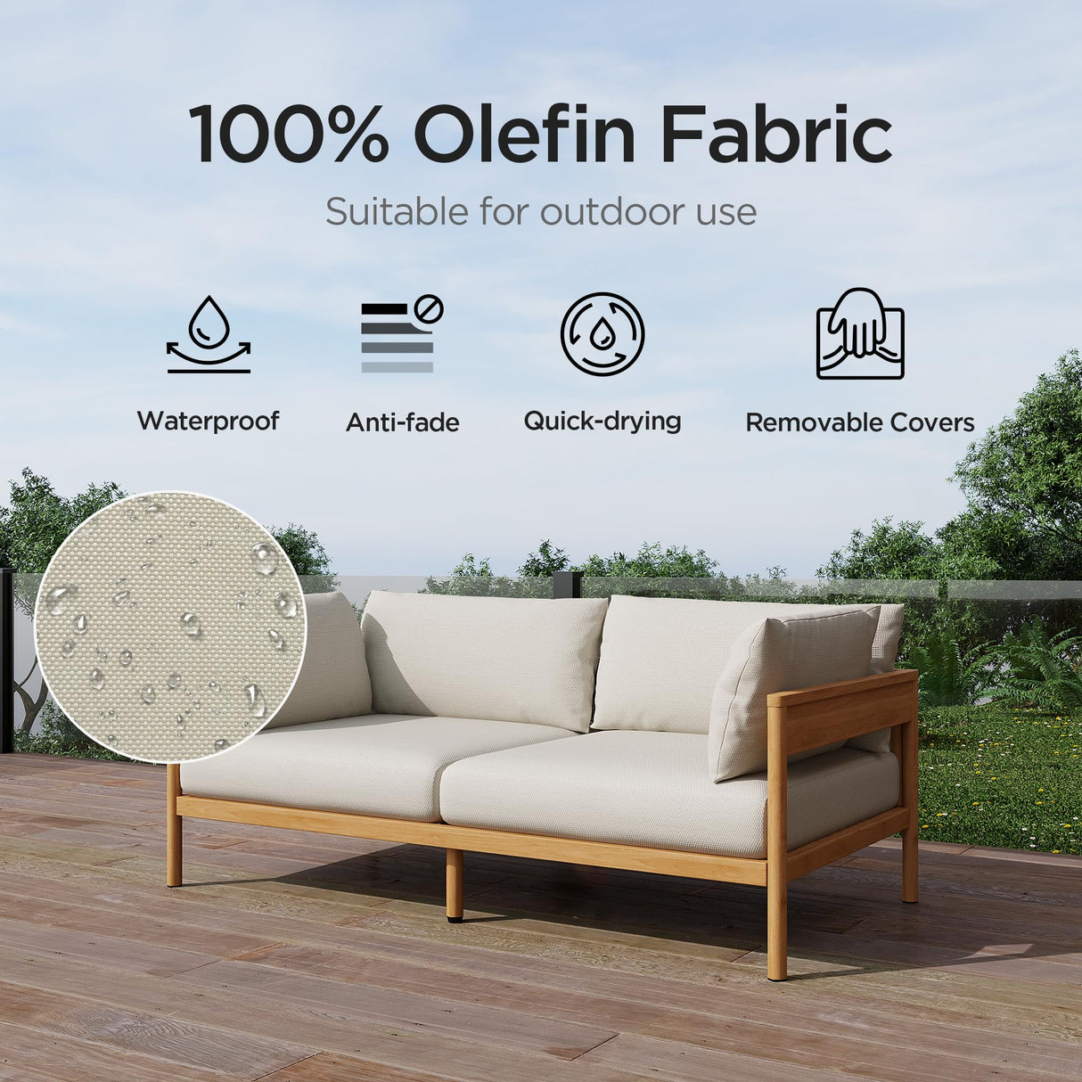 Acanva Modern Outdoor Patio Furniture Set, All-Weather Aluminium Conversation Sectional Sofa with Thick Cushions for Backyard, Garden, Porch, 5 Seats, Beige Acanva