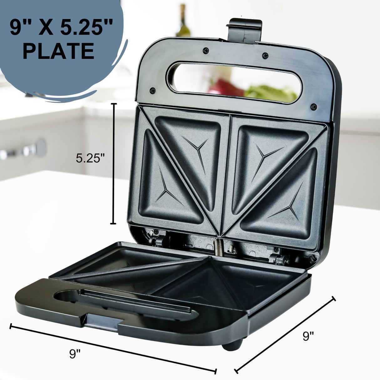 OVENTE Electric Sandwich Maker with Non-Stick Plates, Indicator Lights, Cool Touch Handle, Easy to Clean and Store, Perfect for Cooking Breakfast, Grilled Cheese, Tuna Melts and Snacks, Black GPS401B OVENTE