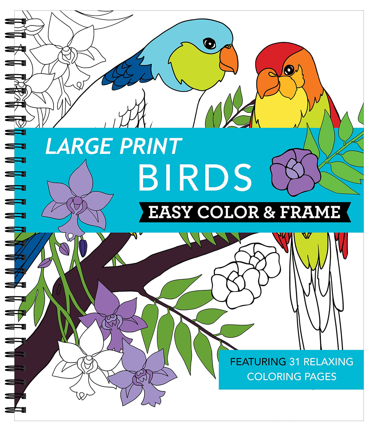 Large Print Easy Color & Frame - Birds (Stress Free Coloring Book) WoodArtSupply