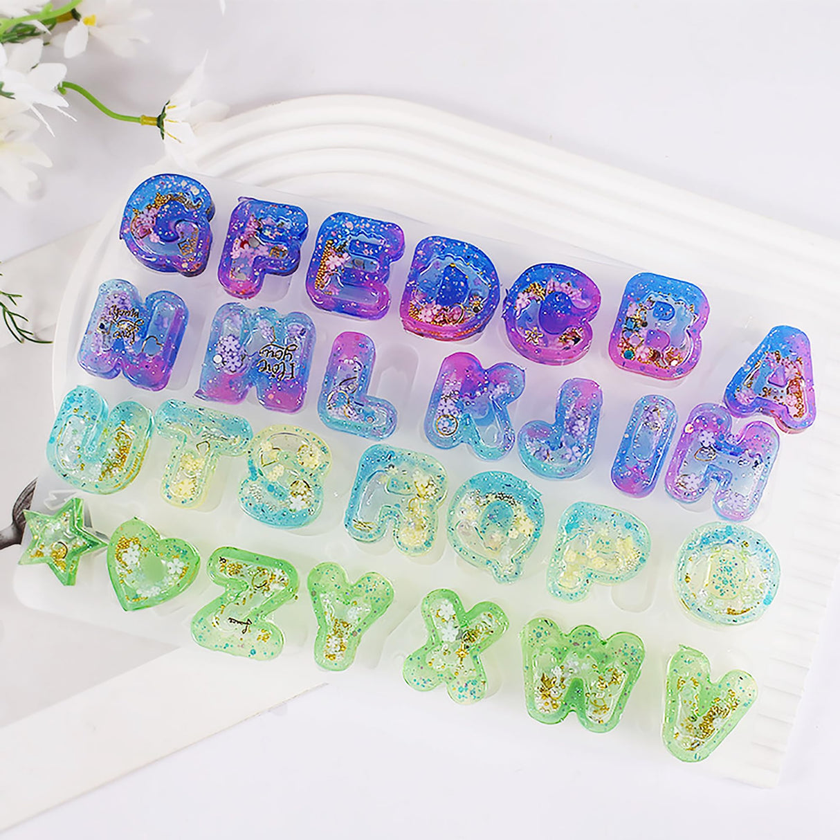 26 Pack Letter Candle Molds - Alphabet & Clay Molds for Resin Casting & Candle Making EVERELAM