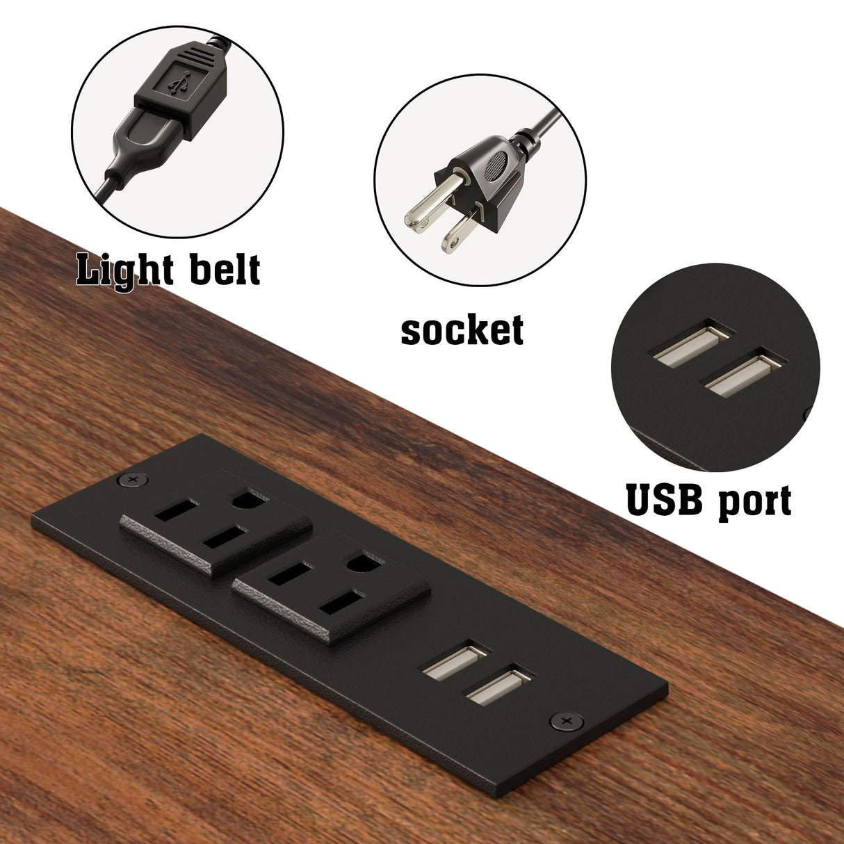 LUMISOL Full Size Metal Loft Bed, Heavy Duty Metal Loft Bed Frame with Staircase, Built-in Charging Station and LED Lighting for Bedroom, Dormitory, Black LUMISOL