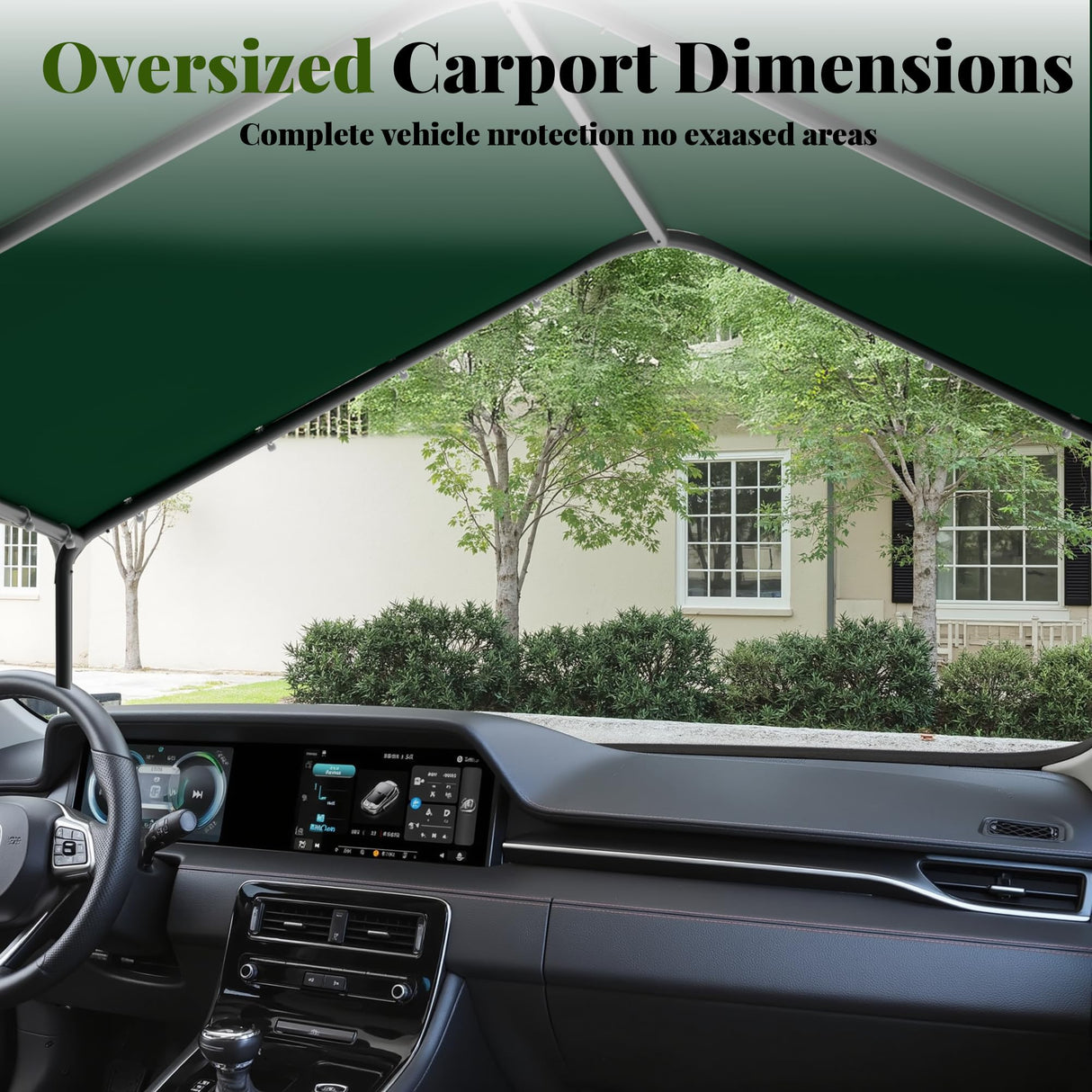 Carport, 10‘ x 20’ Heavy Duty Portable Garage All-Season Car Canopy w/Removable Sidewall & Doors, Carport Canopy Party Tent w/Water-Resistant Tarp for Backyard (Green, 10' x 20' /no Side) Phonjoroo