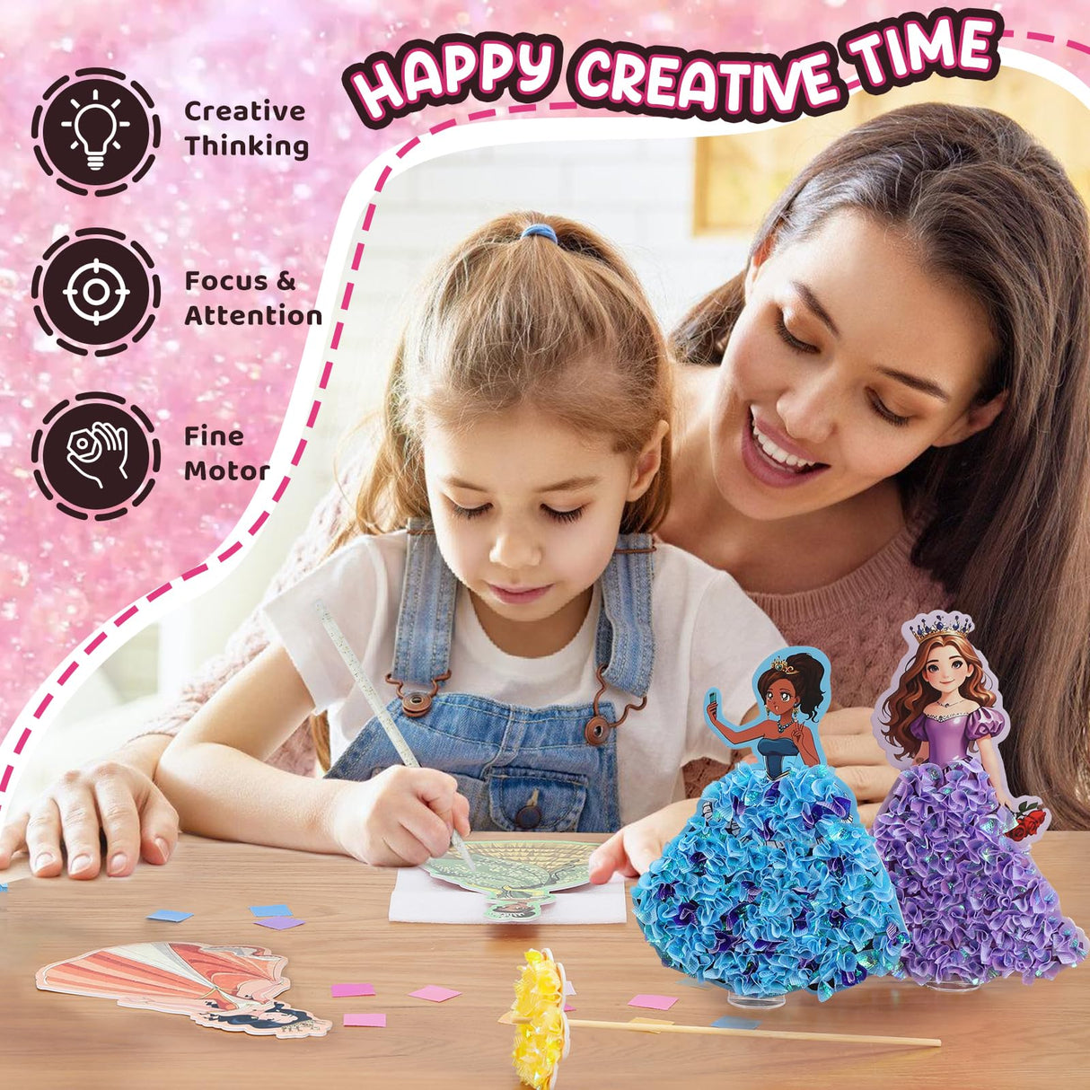 Poke Art Princess Kit Gift 10 Pcs Set,Crafts For Kids Ages 4-8, Diy Craft Kits With & Arts And Crafts For Kids.4, 5, 6, 7, 8, 9,10 Christmas Thanksgiving Birthday Gift Stitch Gifts For Girls R RUCKERCO