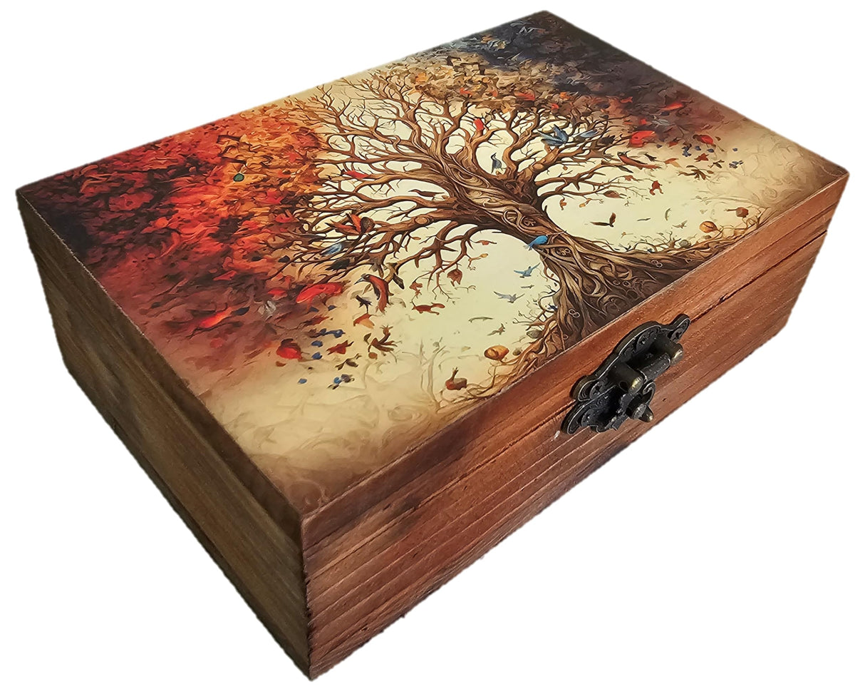 RK Collections Spiritual Tree of Life Wooden Jewelry Box for Keepsake | Trinket Box Case/Holder for Home Decor Gifts | 6.5" x 4.3" x 2.3". (7TOLS) RK Collections