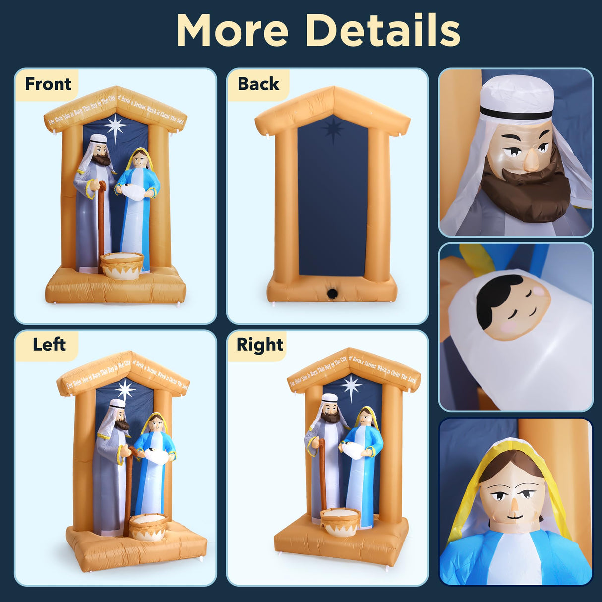 7 FT Christmas Inflatables Nativity Scene Outdoor Decorations, Christmas Blow Up Yard Decorations Nativity Sets for Garden Lawn Xmas Decor ZPISF