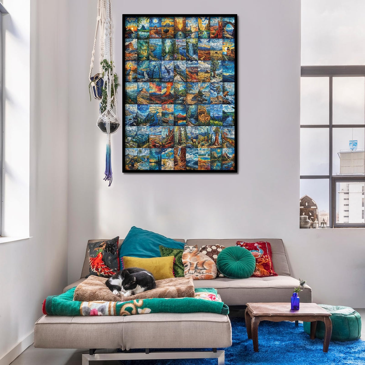 National Parks Puzzle Art Puzzles for Adults 1000 Pieces, Painting Jigsaw Puzzles Van Gogh National Park Puzzles, Volcano Yellowstone Travel Puzzles for Adults Scenery Puzzle BBOLDIN