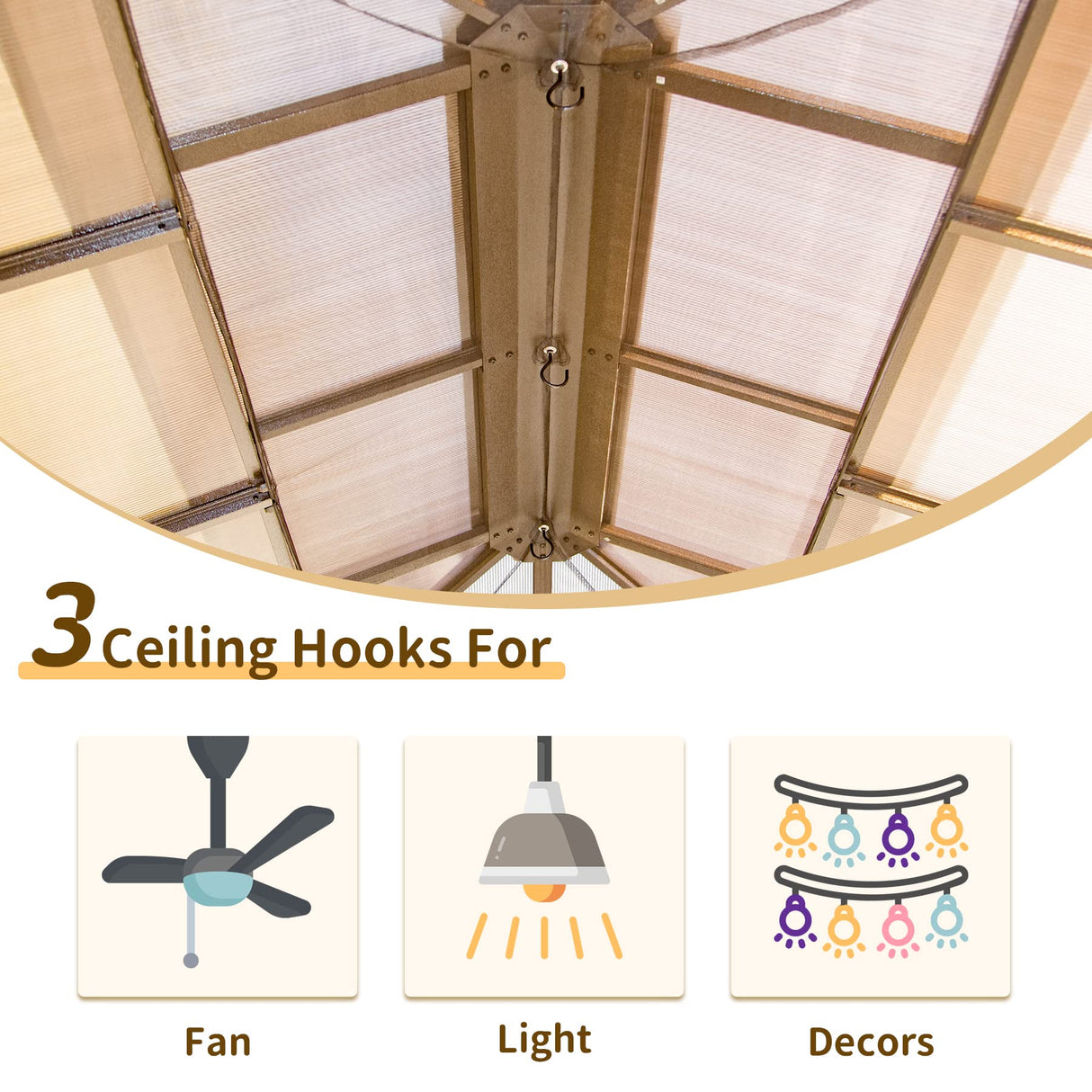 Domi 12' X 16' Hardtop Gazebo, Permanent Outdoor Gazebo with Polycarbonate Double Roof, Aluminum Gazebo Pavilion with Curtain and Net for Garden, Patio, Lawns, Deck, Backyard domi outdoor living