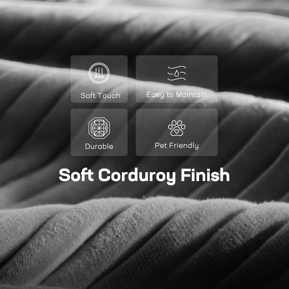 Marsail Modular Sectional Sofa, 111" L-Shaped Modular Sectional Couch with Deep Seat, Freely Combinable Sectional Clound Sofa for Living Room, No Assembly, Plush Corduroy Fabric, Grey Marsail