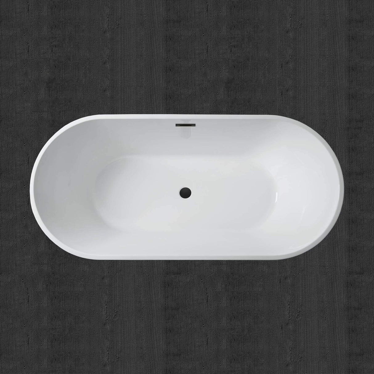 WOODBRIDGE 67" Acrylic Freestanding Bathtub Contemporary Soaking Tub, White Acrylic (Matte Black Drain/Overflow), B0013-MB-Drain &O WOODBRIDGE