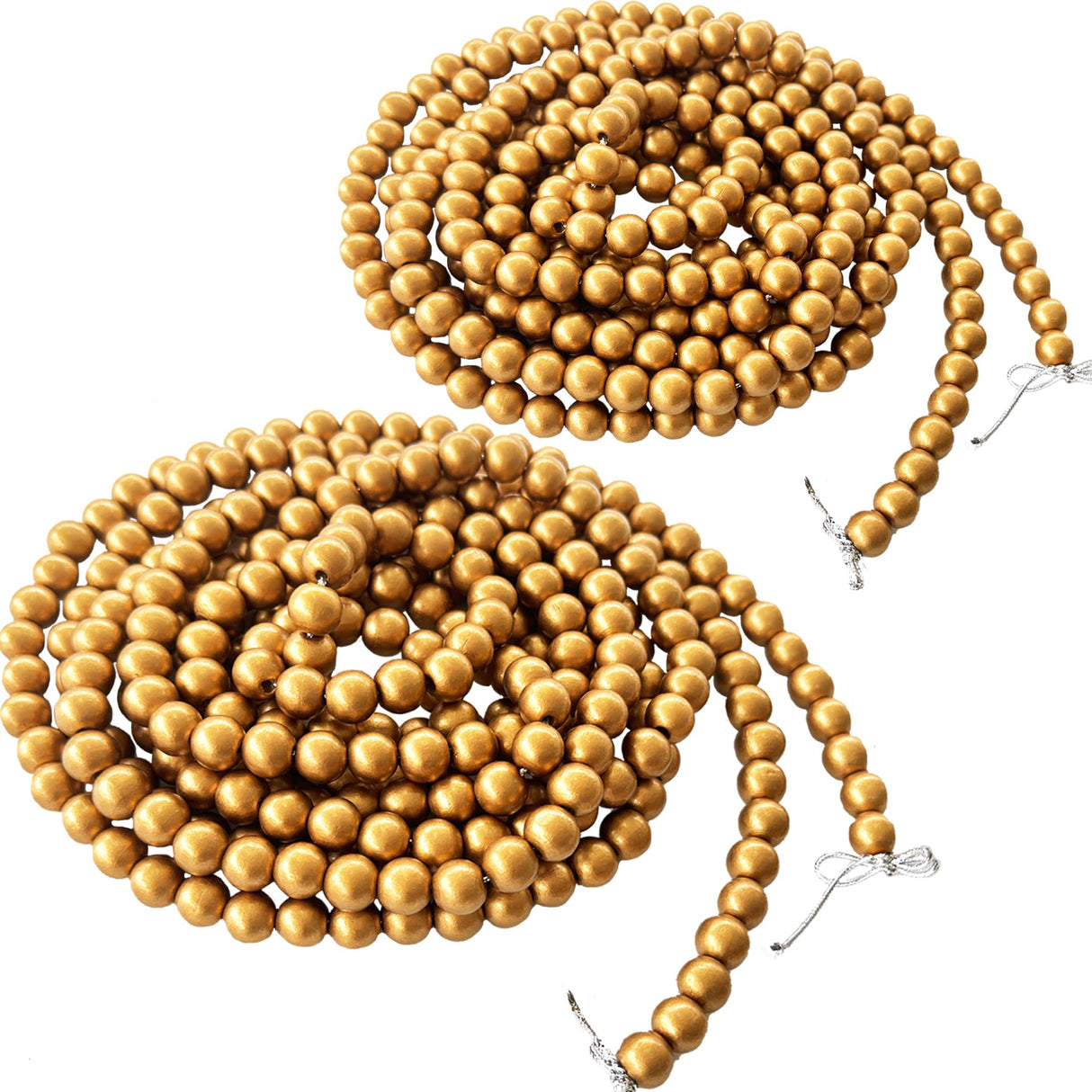 314 inch Christmas Wood Bead Garland,Gold Decorated with Christmas Tree Ornament,2 Pcs Farmhouse Bead Garland for Christmas Decoration Supplies(157 inch/1 Pcs) Eerrhhaq