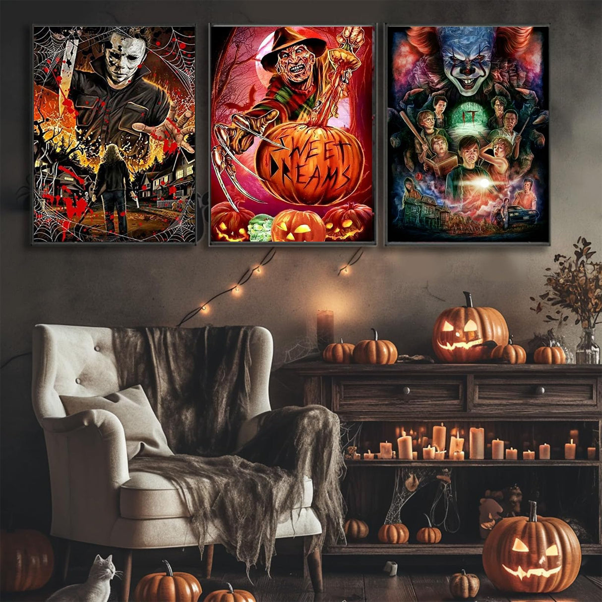 Sretoul 6 Pack Halloween Diamond Art Kits for Adults, Diamond Painting Kit Beginners Halloween, Horror 5D Gem Art for Adults with Round Gem Painting Gift Home Wall Decor 12x16 Inch Sretoul