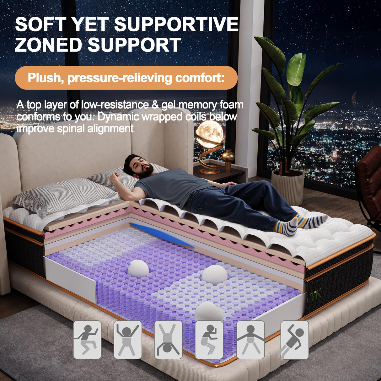 Ovwyk King Mattress 10 Inch, Hybrid Mattress Queen Size Bed in a Box, Memory Foam and Individual Pocket Springs, Edge Support, Motion Isolation & Pressure Relief, Medium Firm, 365-Night Trial Ovwyk