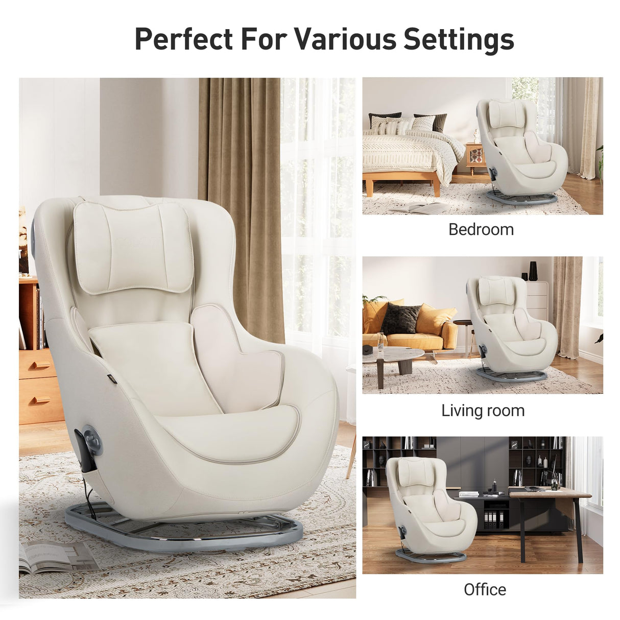 COLAMY Relaxing Massage Chair | Full Body and Spot Massaging,Heat, Low-Noise 3D Bluetooth Speaker, Massage and Leisure Dual-Use Chair| Living Room, Bedroom,White COLAMY