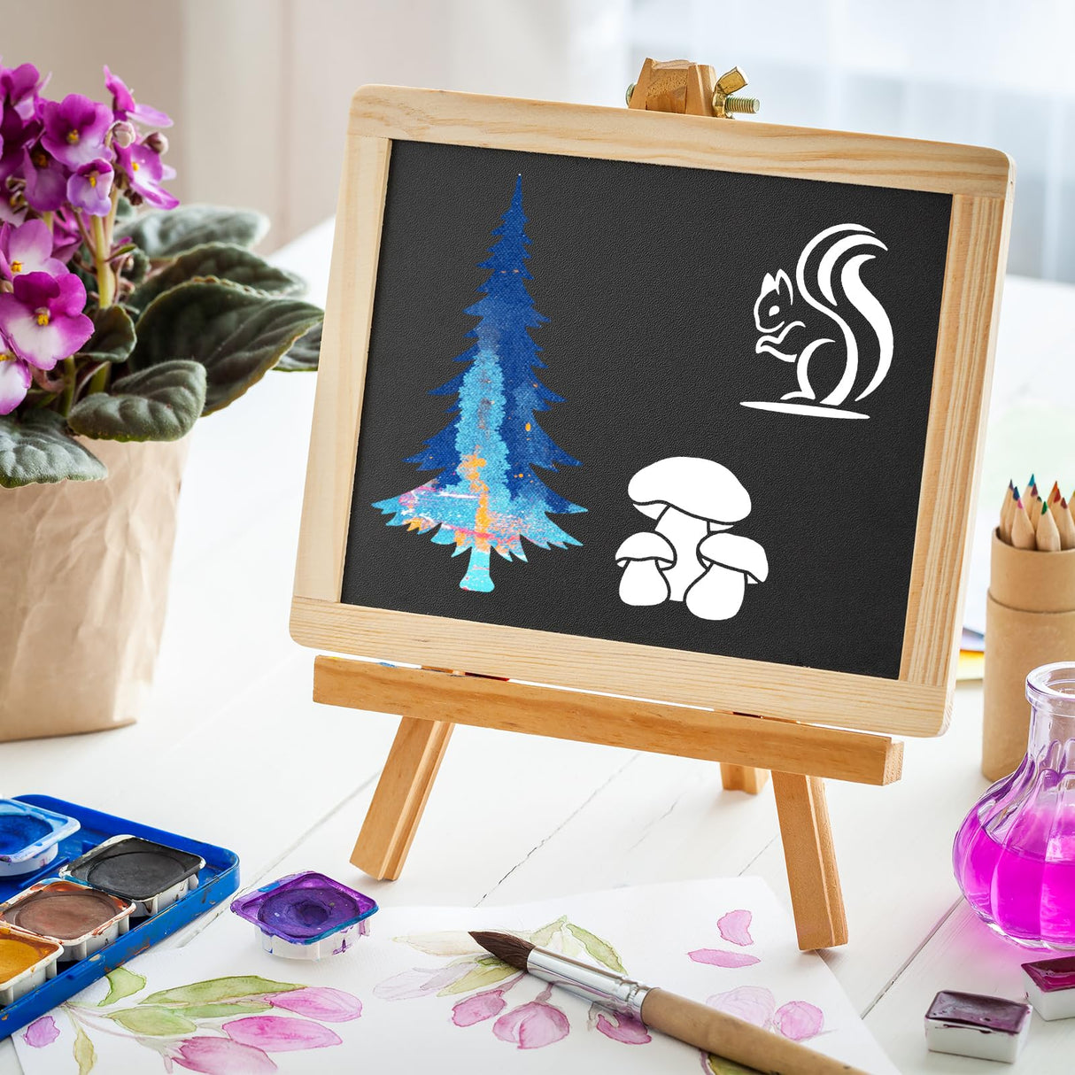 64Pcs Stencils for Painting on Wood, Reusable Stencil Crafts Drawing Templates, 3 Inch Stencil for Craft Ornament, Wall Paper Stencil Set for DIY Art Rock Wall Canvas Scrapbook Home Decor Pinsit