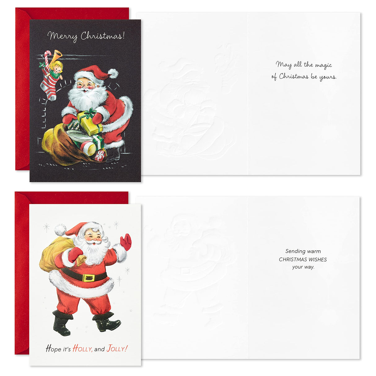 Hallmark Boxed Christmas Cards, Vintage Santa Claus (4 Designs, 12 Cards and Envelopes) Hallmark