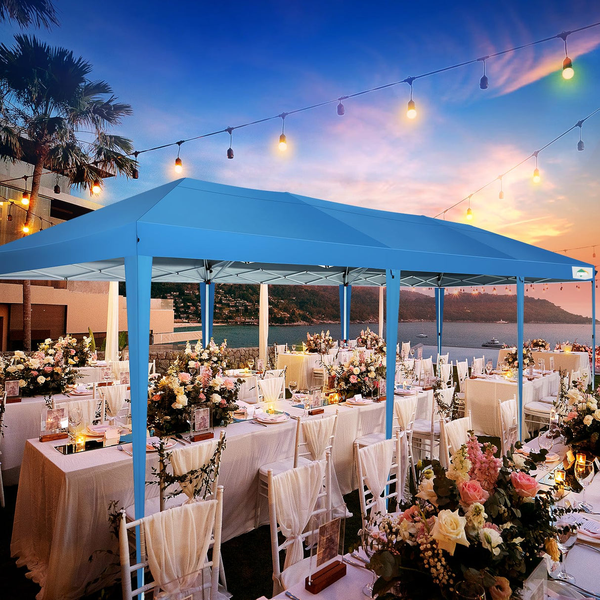 COBIZI 10x30 Canopy Party Tent with 5 Walls 10x30 Pop Up Tent for Parties Waterproof UPF 50+ Outdoor Commercial Event Tent for Party Backyard Gazebo Canopy with Sidewalls & Sandbags(10x30ft) COBIZI