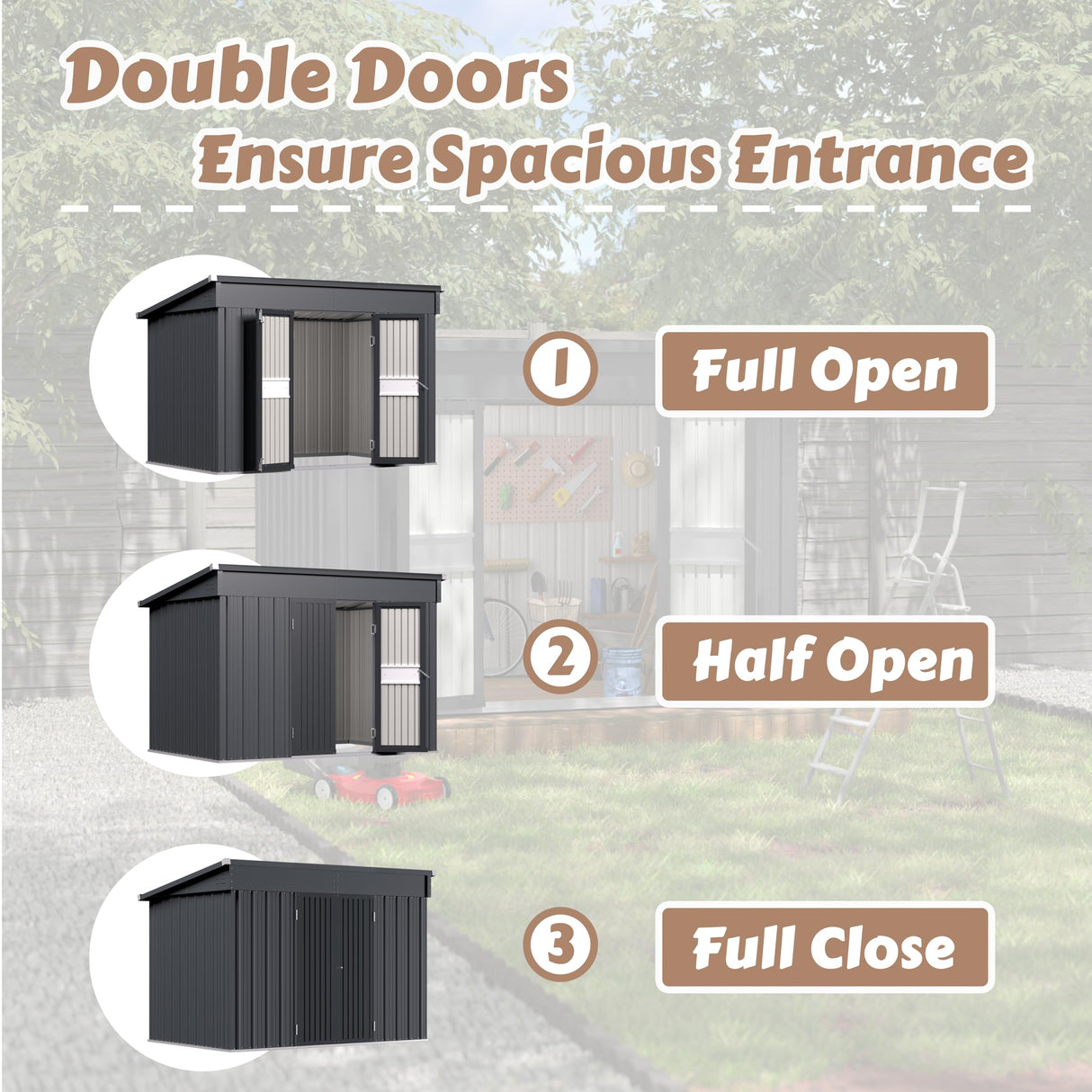 BlueWish 6'x10' Storage Shed, Outdoor Storage Shed with Sloped Galvanized Roof, Sheds & Outdoor Storage, Metal Tool Shed Storage House with 2 Vents for Garden Backyard Patio BlueWish