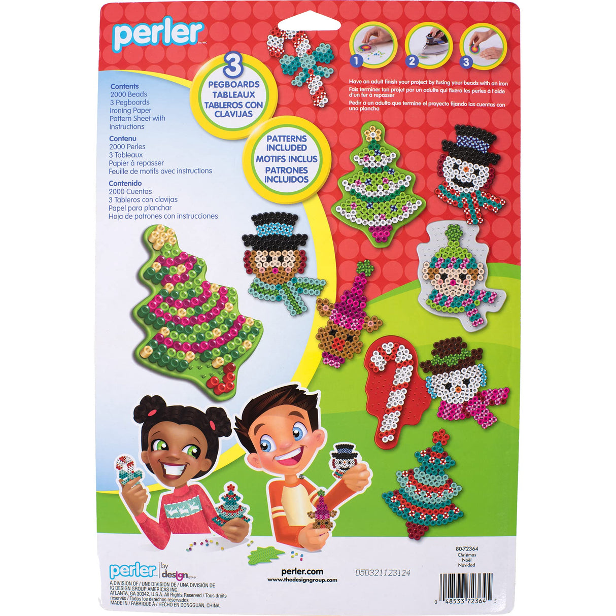 Perler Christmas Fuse Bead Craft Kit with 13 Patterns, Multicolor, Small, 2005 Piece Perler