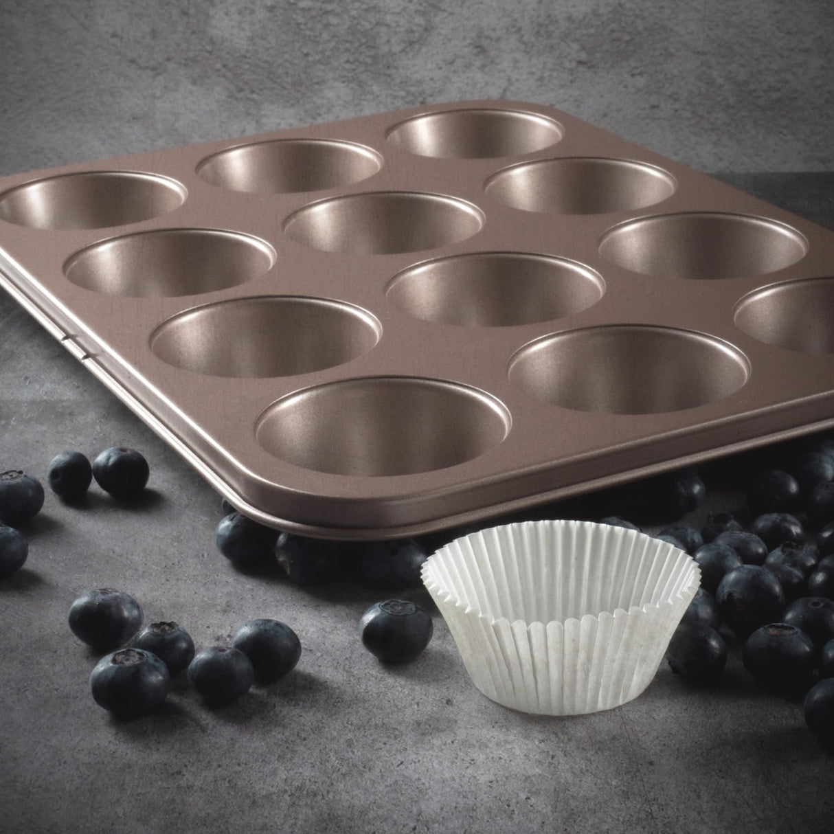 HAPPIELS Non Toxic Nonstick 12 Cup Muffin Pan | PFOA BPA free Nontoxic Cupcake Tin | Best Non Stick Muffin Pans | Muffin tins | Cupcakes Tray | Carbon Steel Bakeware Mold Trays HAPPIELS
