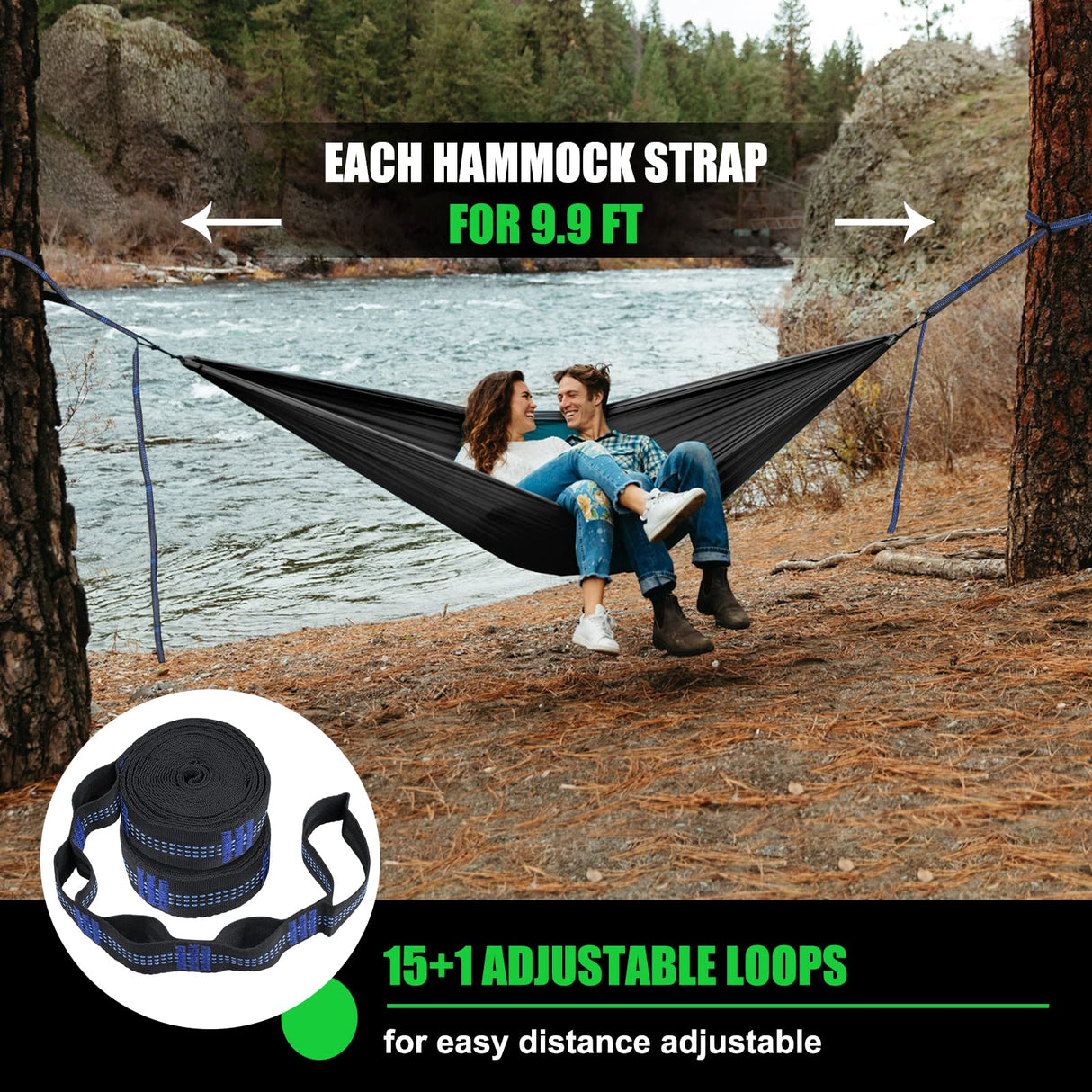 Hammock Straps – Camping Hammock Tree Straps Set, 20 ft Long Combined, 30+2 Loops, 2000 LBS Heavy Duty Straps for Hammock Suspension System Kit Raweao