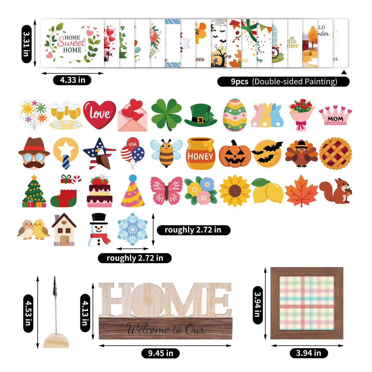 GAGILAND 48 Pcs Christmas Tiered Tray Decor Interchangeable Seasonal Home Decor Wooden Signs 17 Themes Thanksgiving Tiered Tray Decorations Set Year Round Holiday Decoration for Home GAGILAND