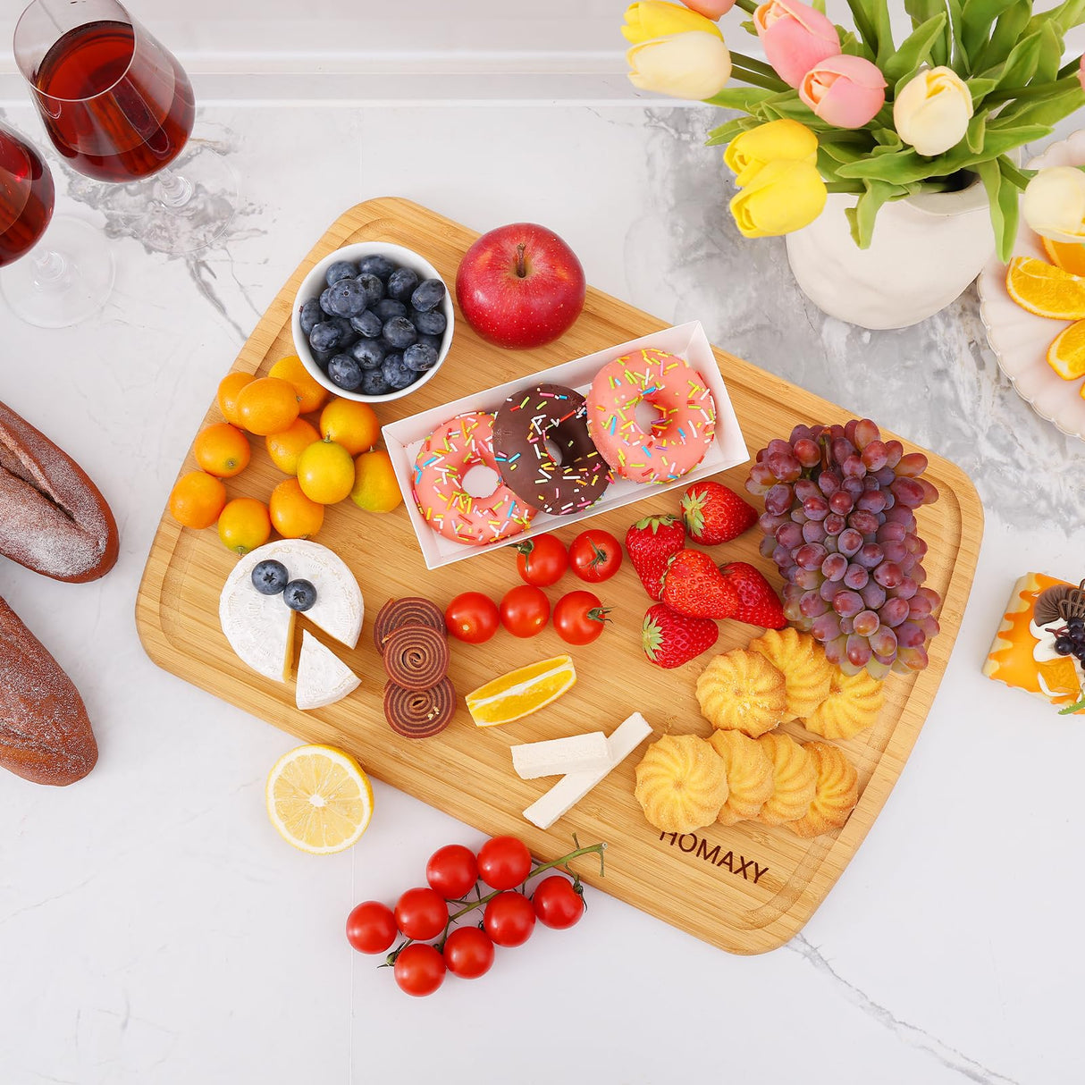 Homaxy Extra Large Bamboo Cutting Boards for Kitchen, 18x12.5" Wood XL Cutting Board with Juice Groove, Butcher Block Wooden Chopping Board for Kitchen, Meat, Cheese, Fruit & Vegetables - Pre Oiled Homaxy