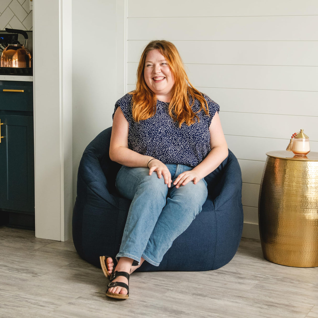 Big Joe Milano Lenox Denim Cobalt Beanbag Chair Big Joe