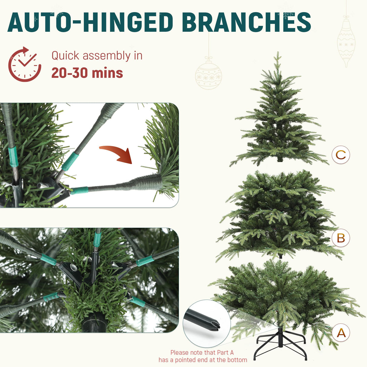 YITAHOME 7.5FT Prelit Slim Fraser Grande Christmas Tree with Remote Control, Artificial Hinged Drooping Pencil Prelit Holiday Christmas Tree w/ 2199 Mixed PE & PVC Tips, 400 Lights & 11 Light Modes YITAHOME