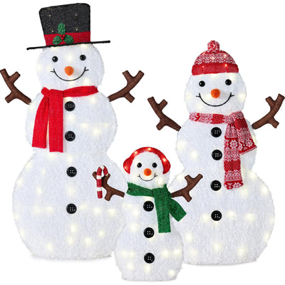 Best Choice Products 4ft 3-Piece 2D Lighted Christmas Snowman Family Set, Large Outdoor Yard Decor Holiday Decoration w/ 135 Twinkling LED Lights